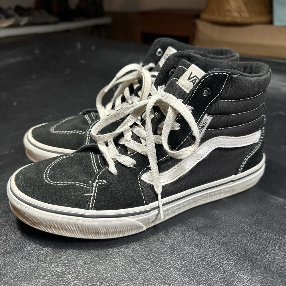VANS Filmore youth size 6 High-Top Black Suede Shoes Skateboard BP